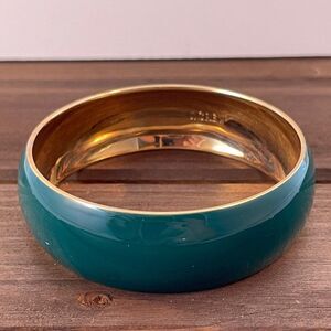 J. Crew Green Enamel Bangle Gold Tone Bracelet
